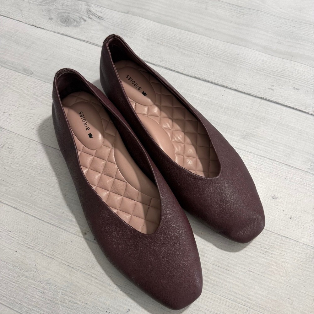Birdies The Crane Ballet Flats Burgundy Leather Womens size 7